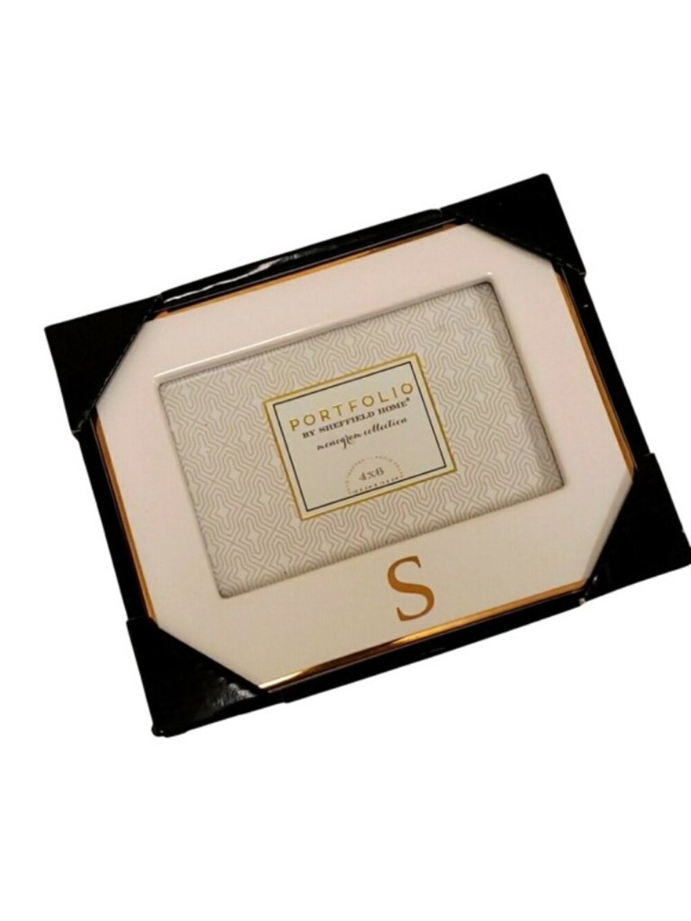 Portfolio Sheffield Home Monogram S Photo Frame 4x6 White with Gold Ceramic